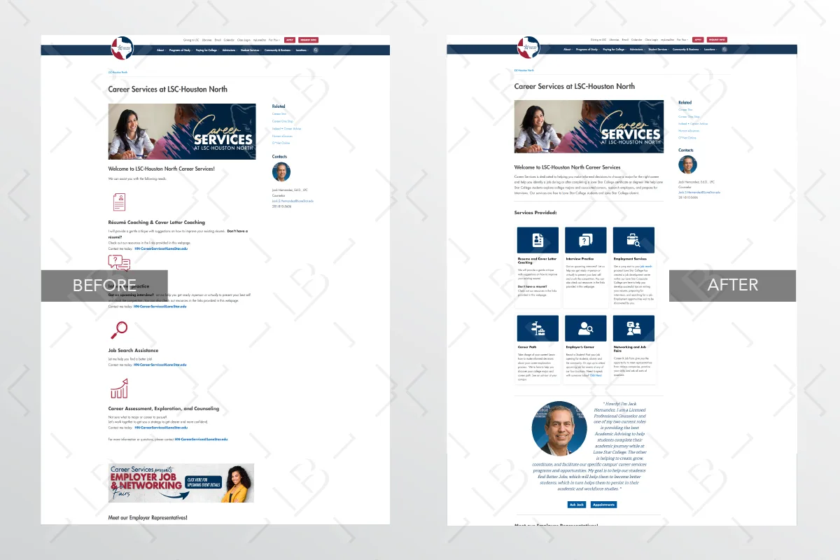 Lone Star College Career Services redesign