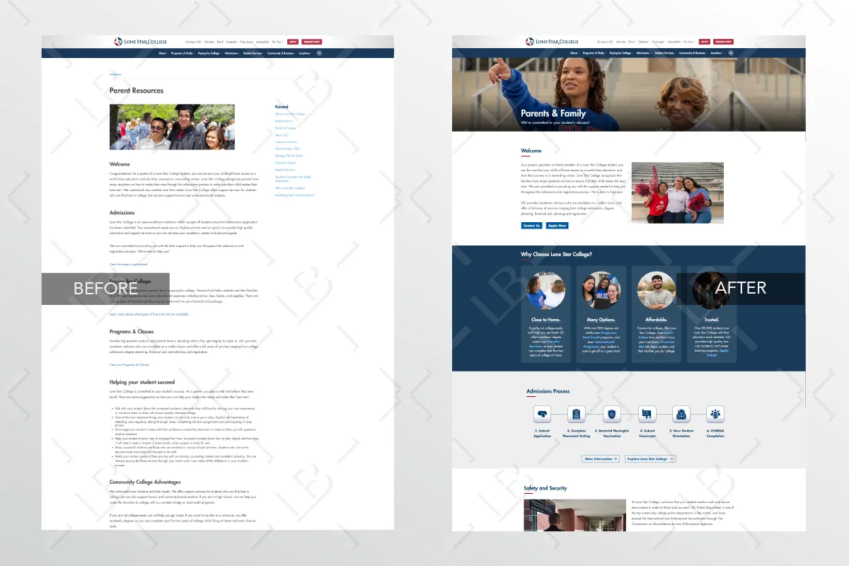 Lone Star College Parents and Family redesign